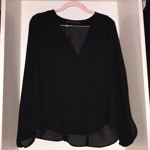 Zara Basic Black Sheer Blouse